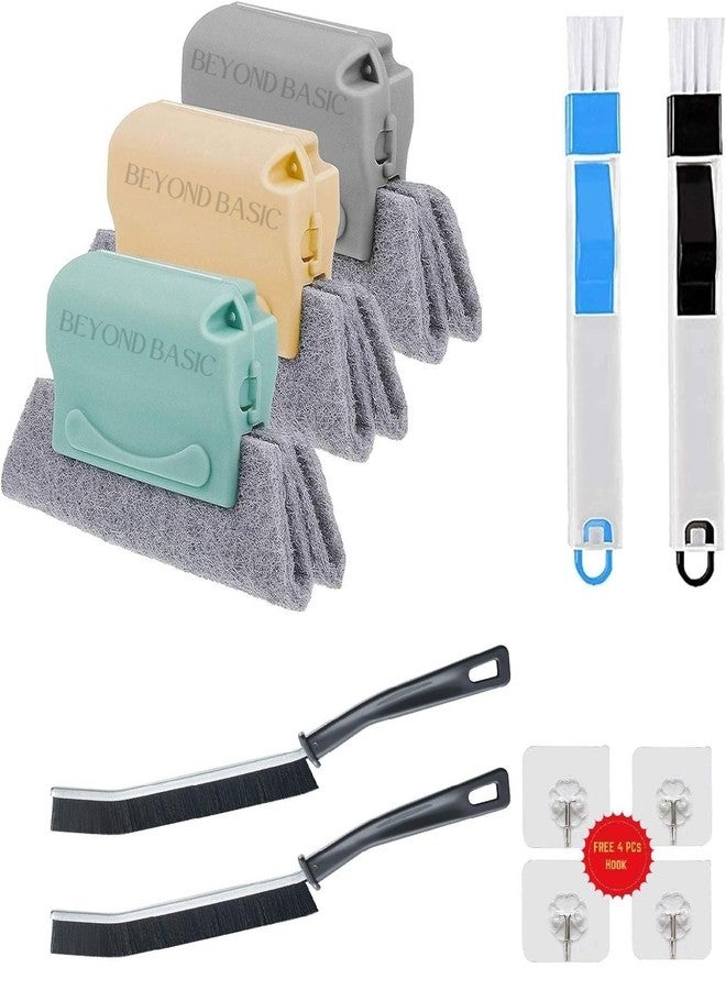 BEYOND BASIC 7 PCS Sliding Window Groove Cleaning Brush, Window Slot Door Track Gap Dust Cleaning Brush (7 Cleaning Combo), Multicolour, Plastic - Image 1